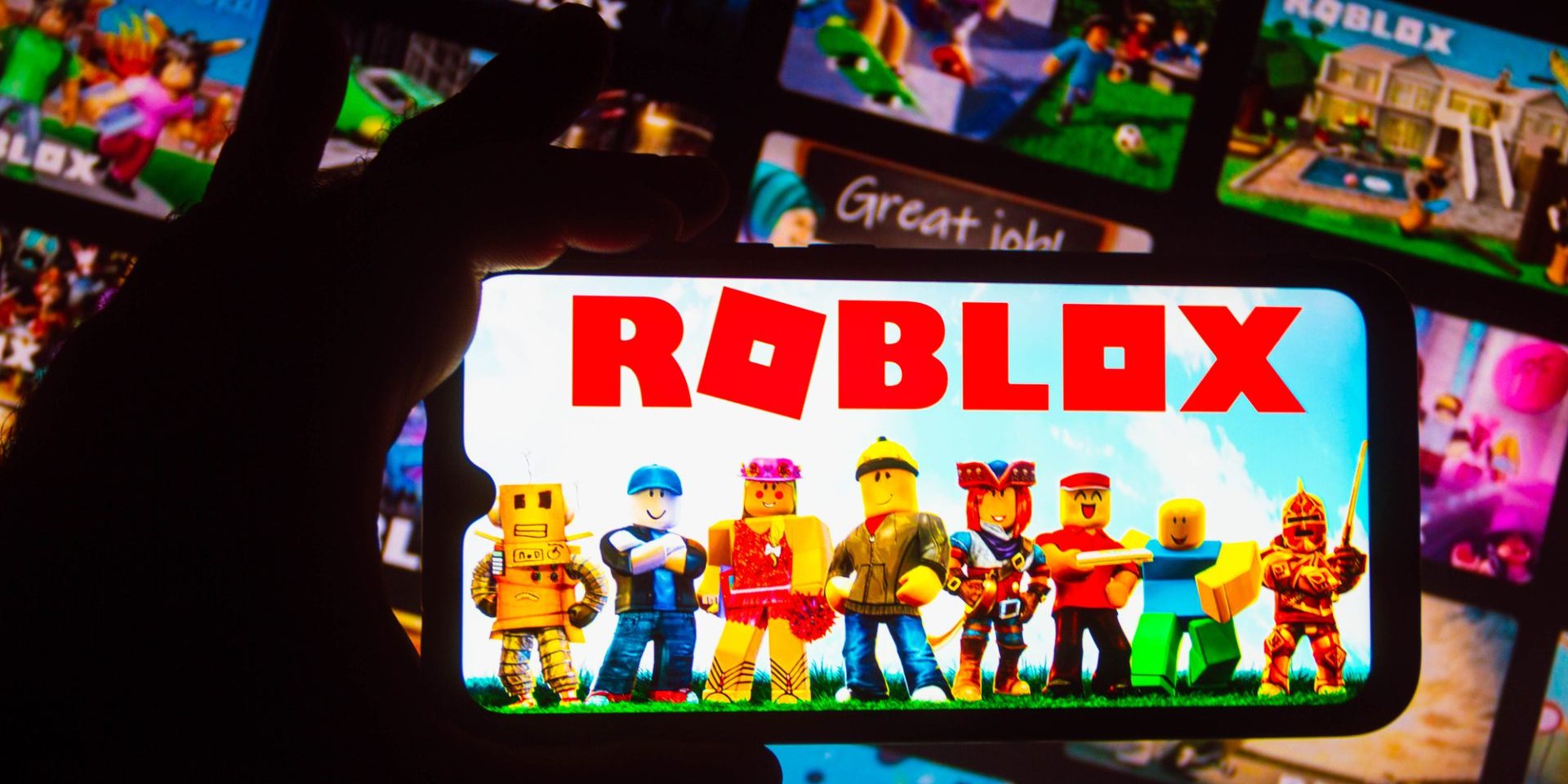 October 7, 2021, Brazil. In this photo illustration the Roblox logo seen displayed on a smartphone