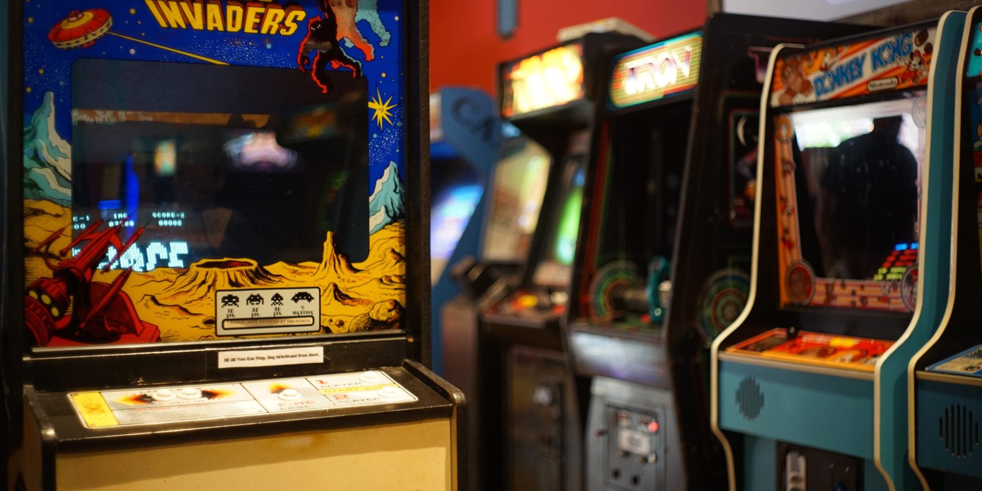 KANSAS CITY, UNITED STATES - Aug 03, 2016: Old school arcade video games; Atari space invaders, Kansas City, United States